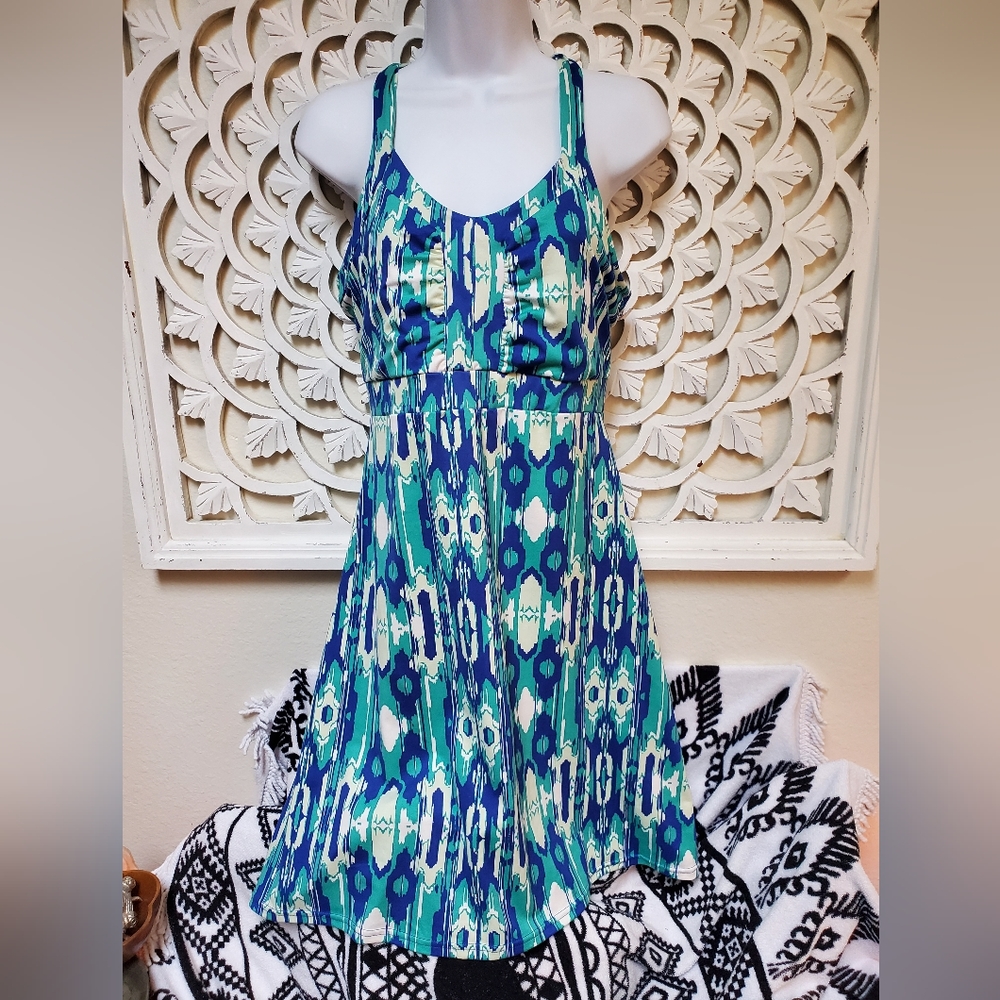 Lola by AFG Aztec Athletic Jersey Print Dress Size Large